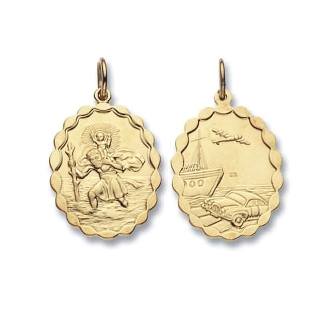 9ct Yellow Gold Oval Dbl Sided St Christopher Pendant PN297