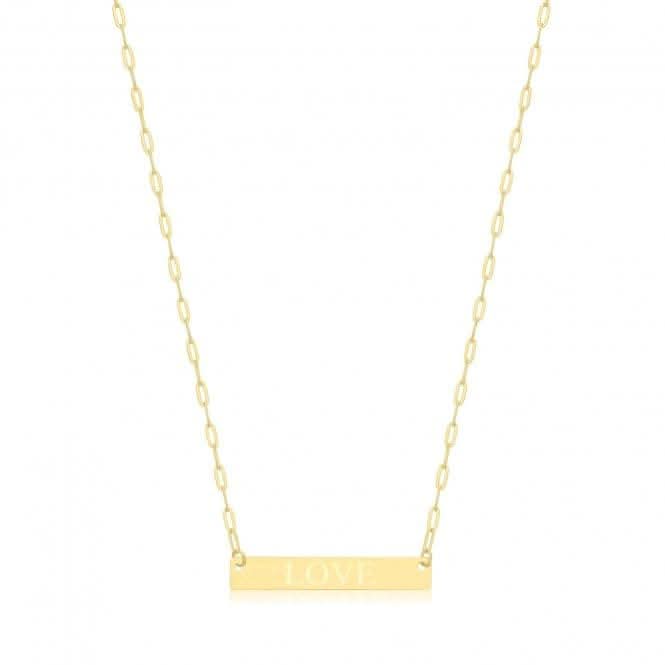 9ct Yellow Gold Paperclip Chain Love Necklet NK440