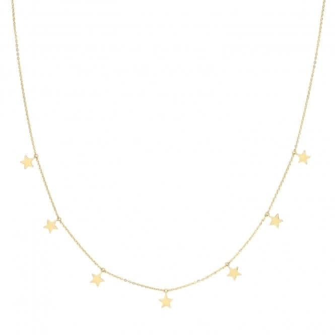 9ct Yellow Gold Plain Hanging Stars Necklet NK425
