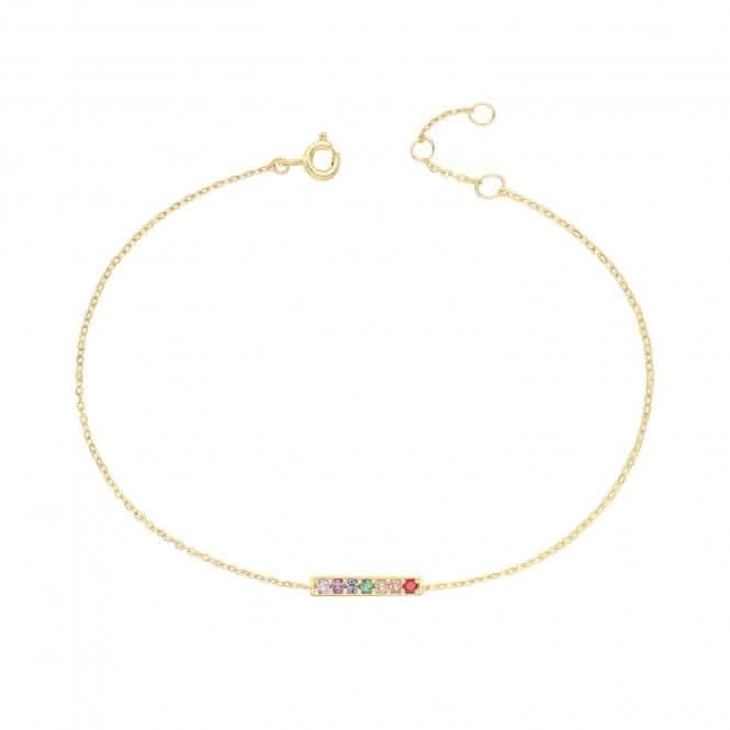 9ct Yellow Gold Rainbow Bar Chain Bracelet BR657Acotis Gold JewelleryBR657