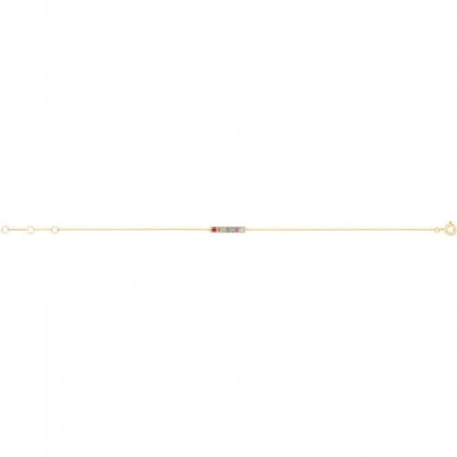9ct Yellow Gold Rainbow Bar Chain Bracelet