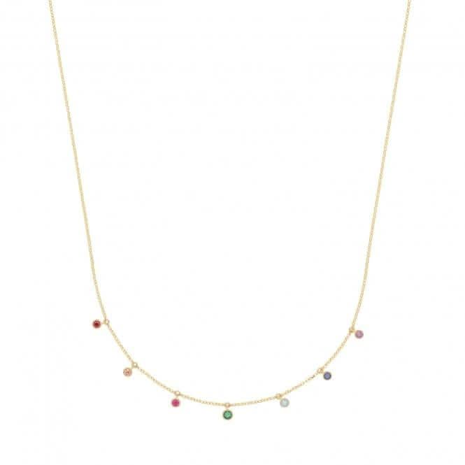 9ct Yellow Gold Rainbow Zirconia Drop Necklet NK1612