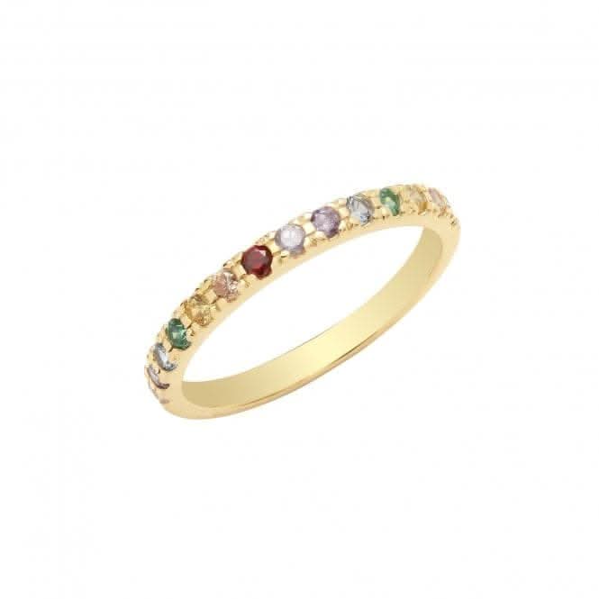 9ct Yellow Gold Rainbow Zirconia Half Eternity Ring RN1661