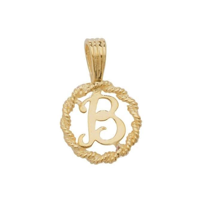 9ct Yellow Gold Rope Initial Pendant PN525/B