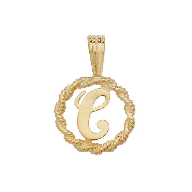 9ct Yellow Gold Rope Initial Pendant PN525/C
