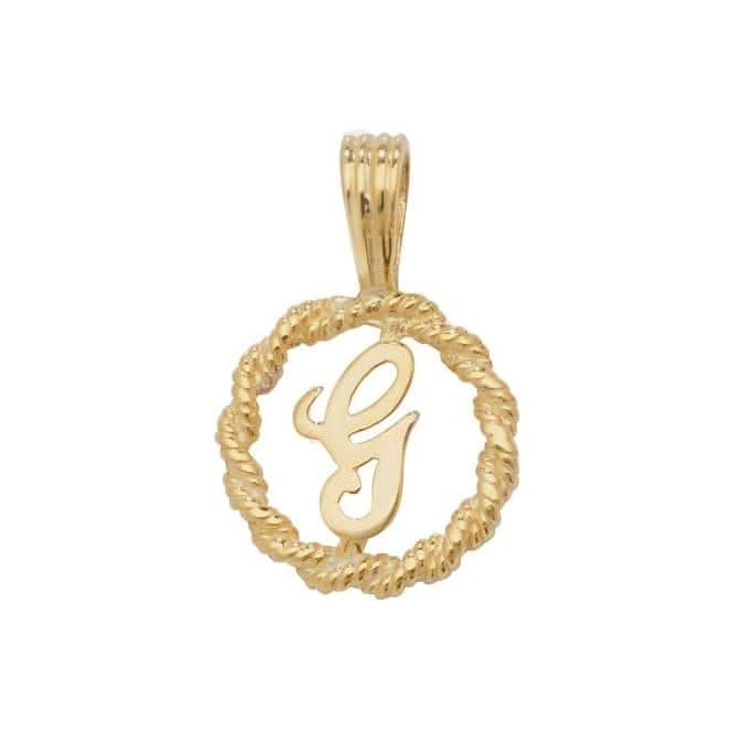 9ct Yellow Gold Rope Initial Pendant PN525/G