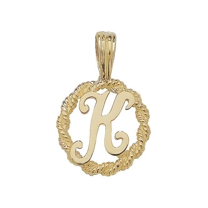 9ct Yellow Gold Rope Initial Pendant PN525/K