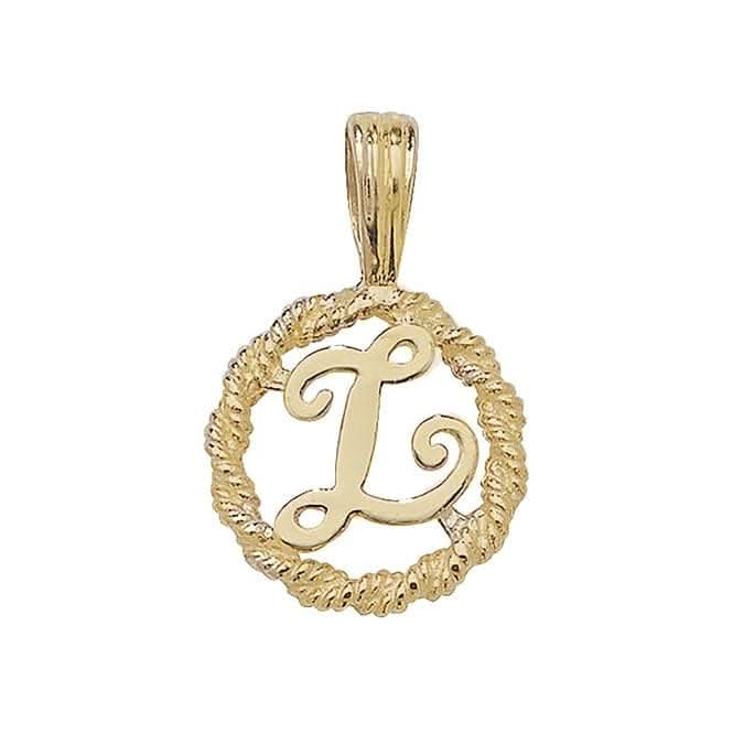 9ct Yellow Gold Rope Initial Pendant PN525/L