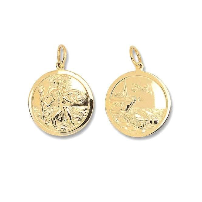 9ct Yellow Gold Round Dbl Sided St Christopher Pendant PN284