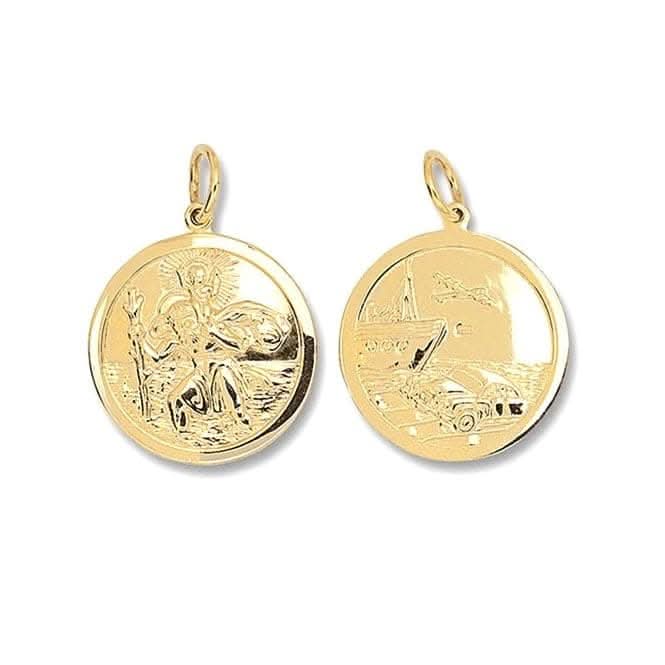 9ct Yellow Gold Round Dbl Sided St Christopher Pendant PN285