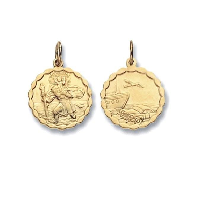 9ct Yellow Gold Round Dbl Sided St Christopher Pendant PN293