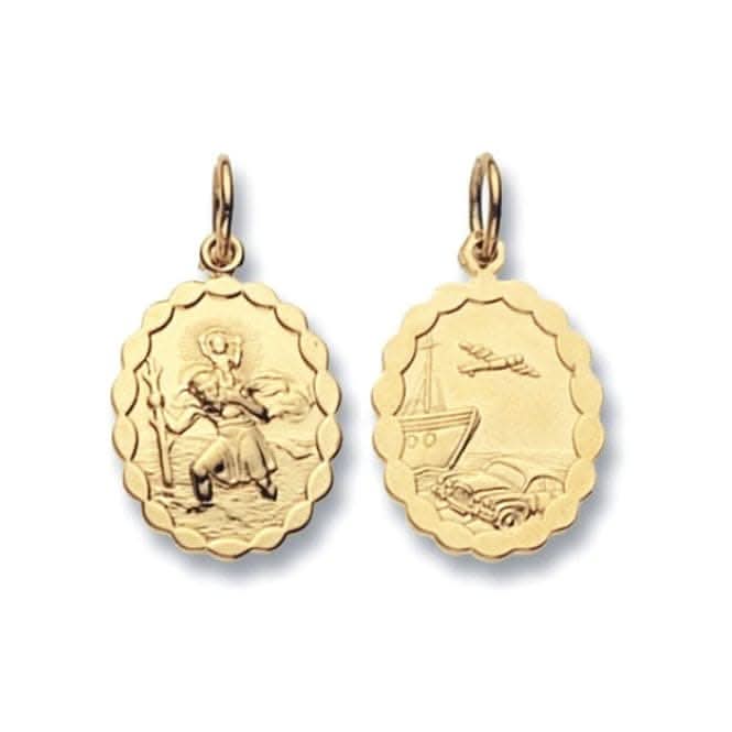 9ct Yellow Gold Round Dbl Sided St Christopher Pendant PN295