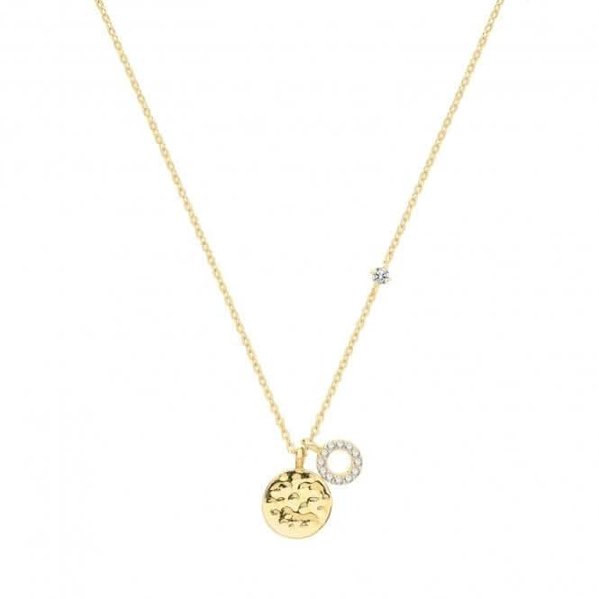9ct Yellow Gold Round Disc & Cz Circle Necklet NK384
