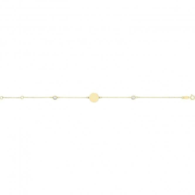 9ct Yellow Gold Round Id Bracelet With Zirconia BR672Acotis Gold JewelleryBR672