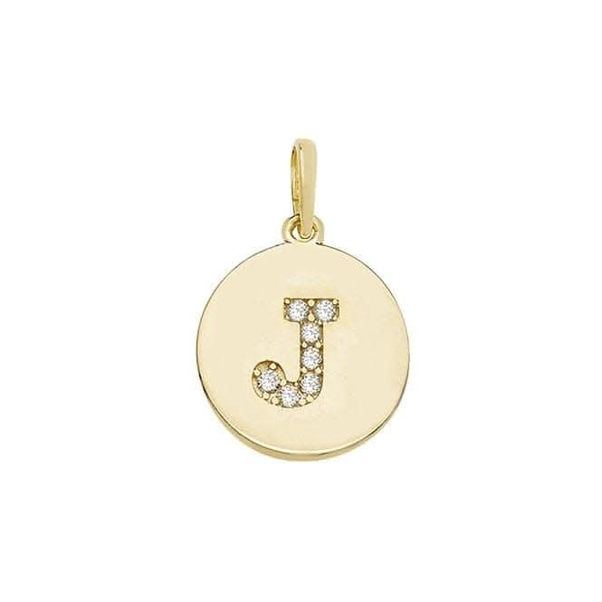 9ct Yellow Gold Round Zirconia Initial Pendant PN610/JAcotis Gold JewelleryPN610/J