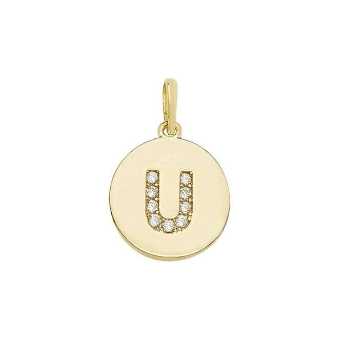 9ct Yellow Gold Round Zirconia Initial Pendant PN610/UAcotis Gold JewelleryPN610/U