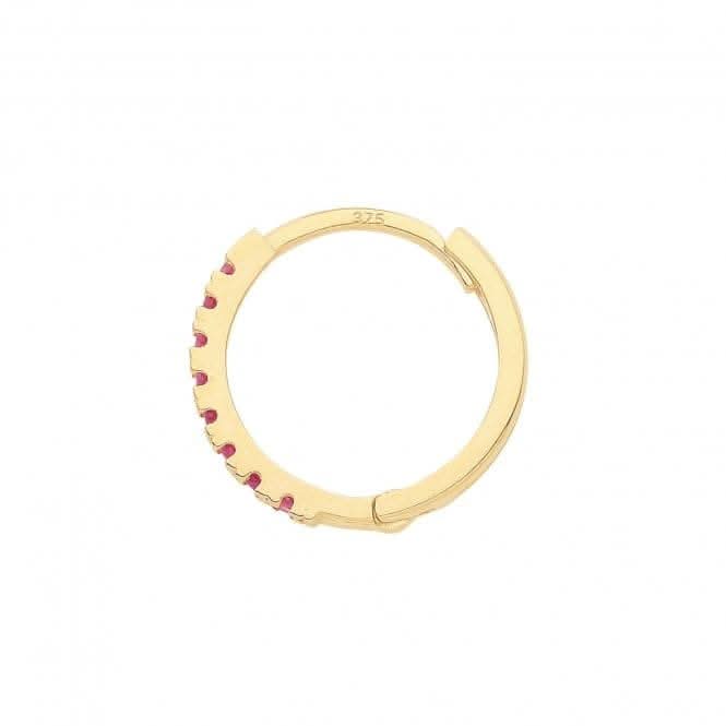 9ct Yellow Gold Ruby Red Zirconia Single Cartilage Huggies 11Mm ES1997RAcotis Gold JewelleryES1997R