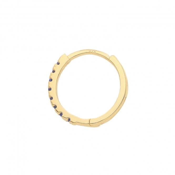 9ct Yellow Gold Sapphire Blue Zirconia Single Cartilage Huggies 11Mm ES1997S