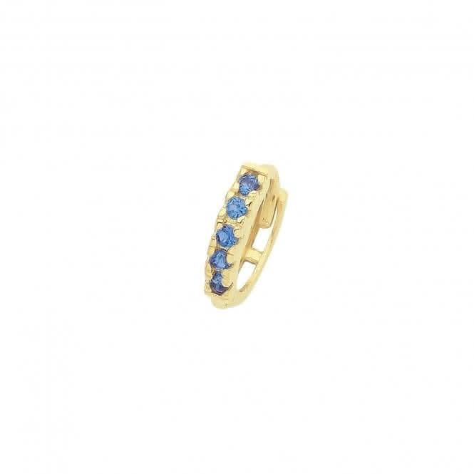 9ct Yellow Gold Sapphire Blue Zirconia Single Cartilage Huggies 7Mm ES1995S