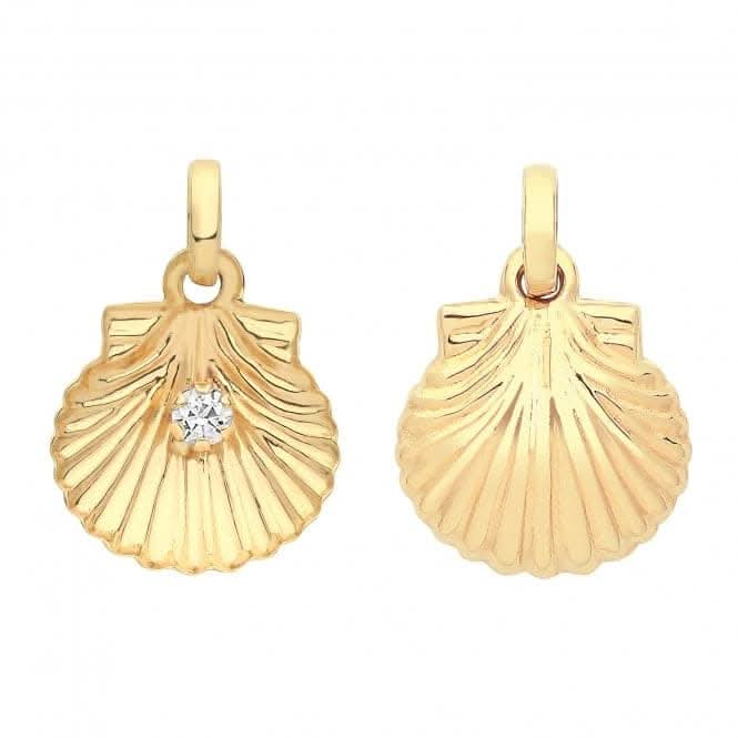 9ct Yellow Gold Shell Pendant With Zirconia PN1304