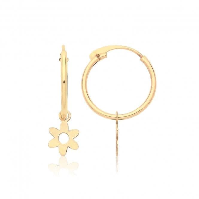 9ct Yellow Gold Sleepers With Hanging Flower Charm ES758