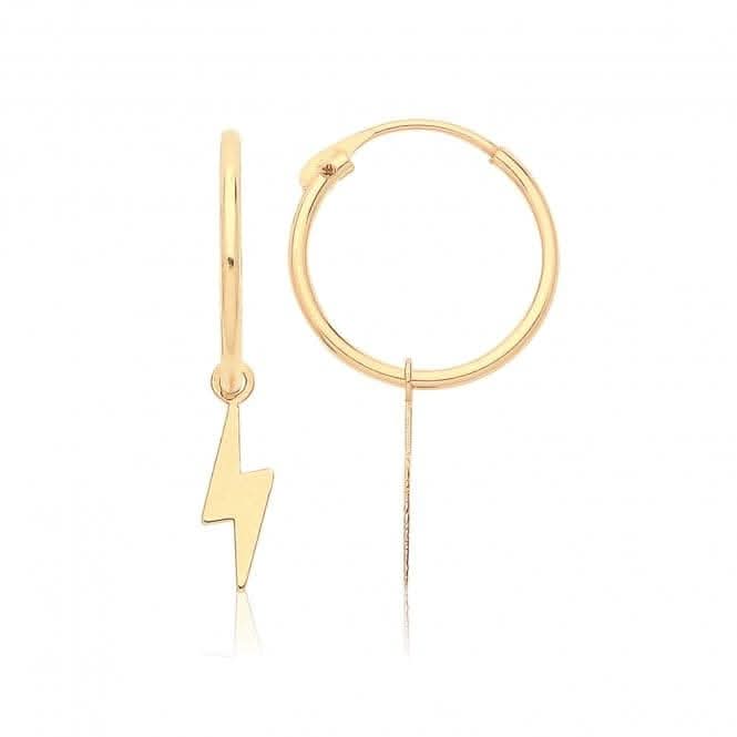 9ct Yellow Gold Sleepers With Hanging Lightning Bolt Charm ES759