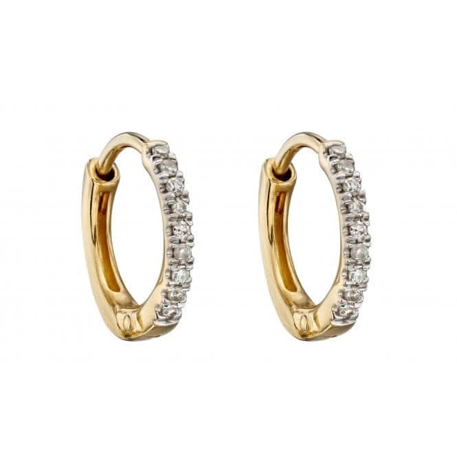 9ct Yellow Gold Small Diamond Huggies 10mm Earrings GE2320