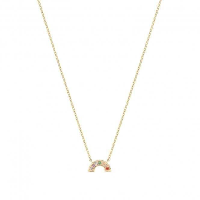 9ct Yellow Gold Small Rainbow Zirconia Necklet NK421