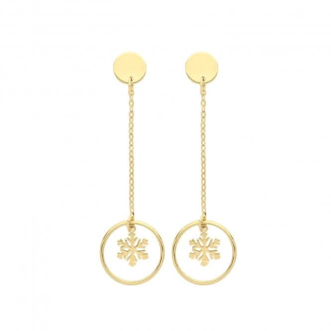 9ct Yellow Gold Snowflake Drop Earrings ER1154Acotis Gold JewelleryER1154