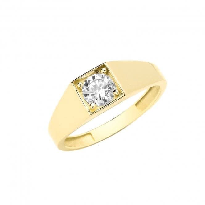 9ct Yellow Gold Square Face Zirconia Ring RN957