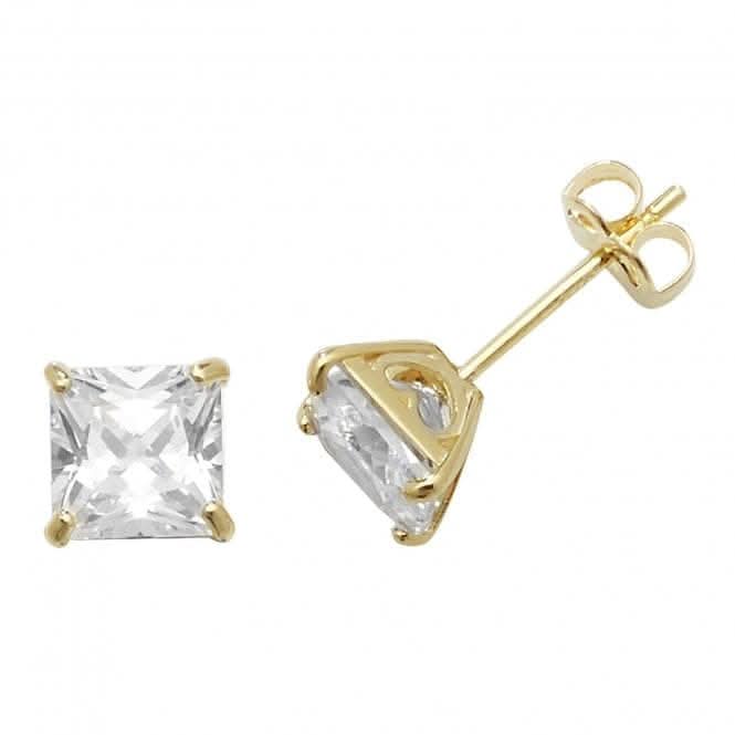 9ct Yellow Gold Square Zirconia Stud Earrings ES468