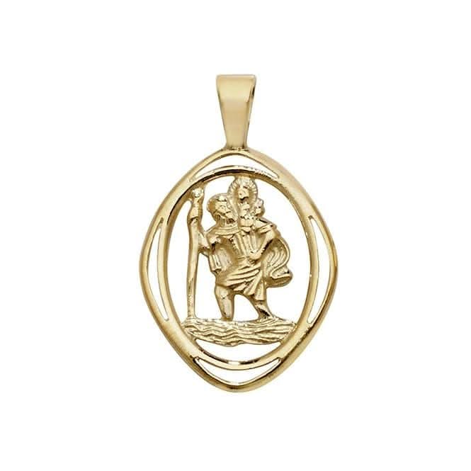 9ct Yellow Gold St Christopher Cut Out Pendant PN440