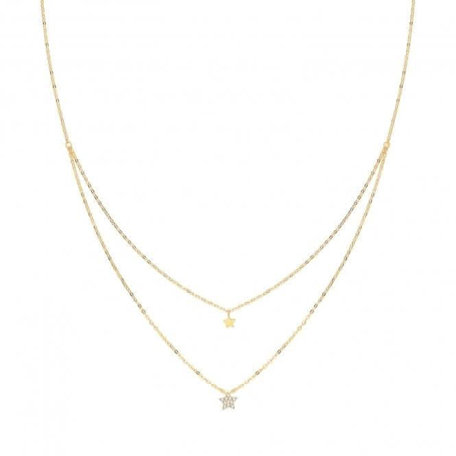 9ct Yellow Gold Star Double Chain Necklet NK378Acotis Gold JewelleryNK378