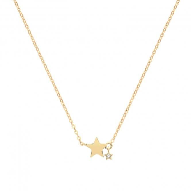 9ct Yellow Gold Star With Dangle Zirconia Mini Star Necklet NK1608