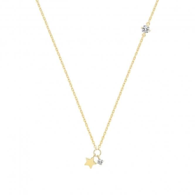 9ct Yellow Gold Star & Cz Charm Necklet NK377
