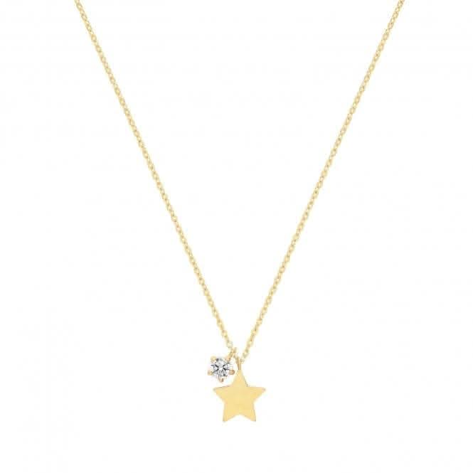 9ct Yellow Gold Star & Cz Charm Necklet NK381
