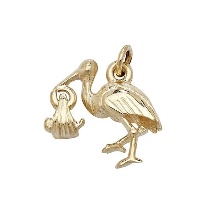 9ct Yellow Gold Stork & Baby Pendant PN480