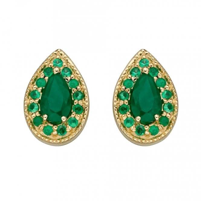 9ct Yellow Gold Teardrop Emerald Stud Earrings GE2397GElements GoldGE2397G