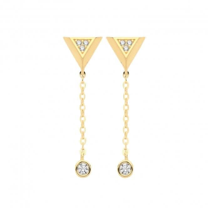 9ct Yellow Gold Triangle With Bezel Zirconia Drop Earrings ES1636Acotis Gold JewelleryES1636
