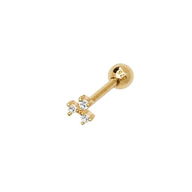 9ct Yellow Gold Triple Zirconia Cartilage 8.5mm Post Stud ES911P
