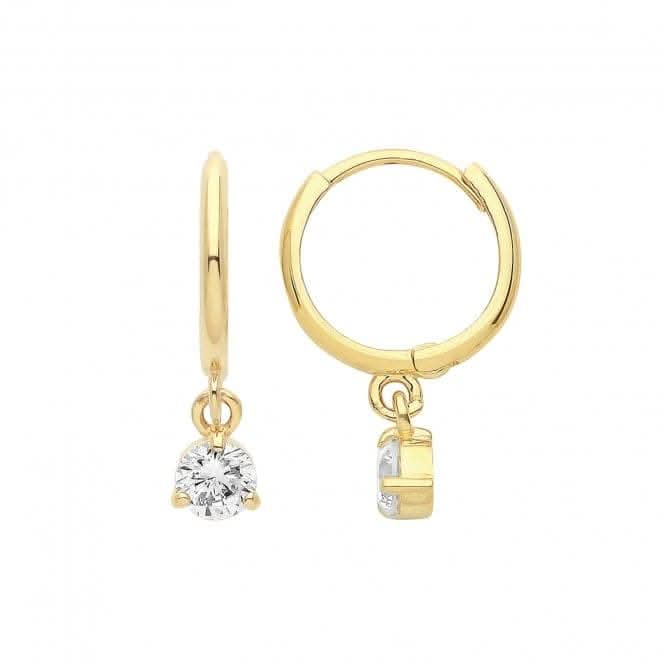 9ct Yellow Gold Drop Earrings with White Zirconia accents ES1675