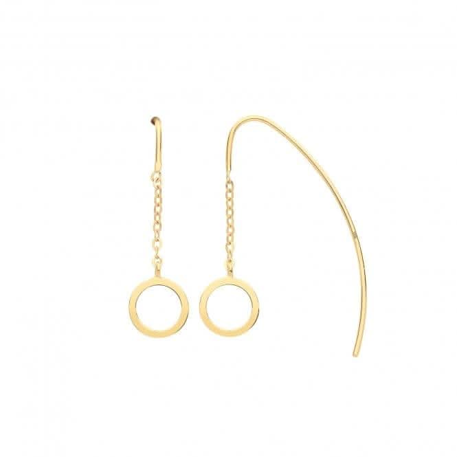 9ct Gold Wind On Open Circle Drop Earrings ES1641