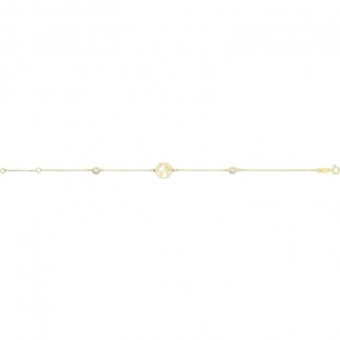 9ct Yellow Gold World Bracelet With Zirconia BR673Acotis Gold JewelleryBR673