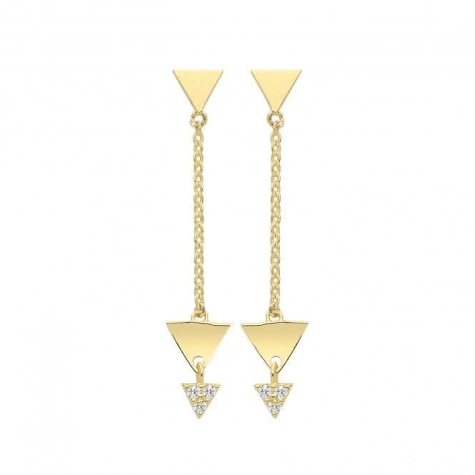 9ct Yellow Gold Zirconia 3 Triangles Drop Earrings ER1162Acotis Gold JewelleryER1162