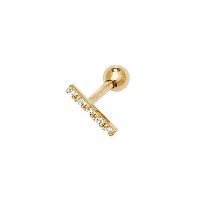 9ct Yellow Gold Zirconia Bar Cartilage 6mm Post Stud ES919