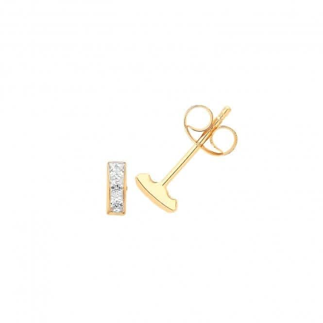 9ct Yellow Gold Zirconia Bar Studs ES717