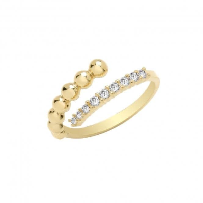 9ct Yellow Gold Zirconia & Bobble Wraparound Ring RN1663