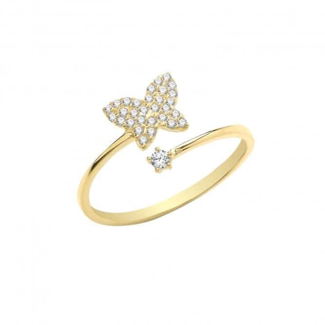 9ct Yellow Gold Zirconia Butterfly Wrap Ring RN1601