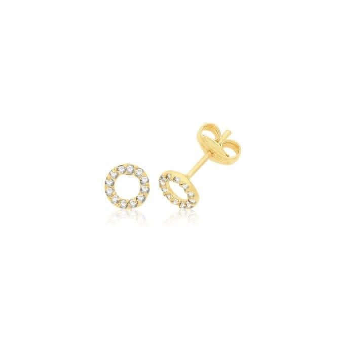 9ct Yellow Gold Zirconia Circle Studs ES732