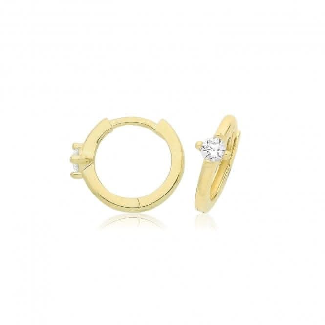 9ct  Yellow  Gold  Zirconia  Clicker  Hoops  ES1703